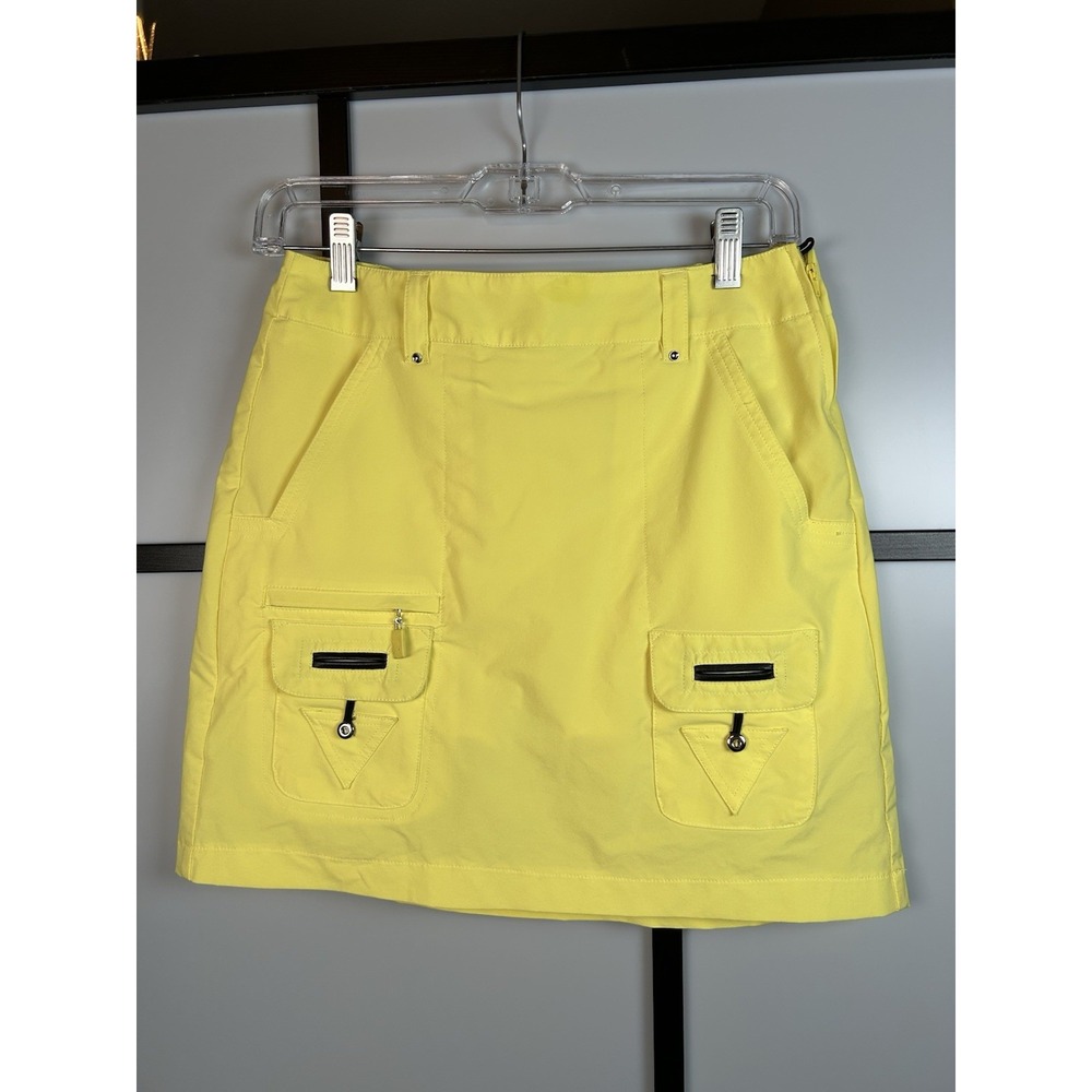Jamie Sadock Airwear Hybrid Golf Skort Yellow Cargo Utility Skirt Women Size 0